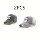 2pcs Gorras de Béisbol Ligeras para Hombre - Ajuste Snap-Fit ( y ) Estilo Trucker con Motivos Ecuestres e Inspiración Western, Diseño en Seis Paneles Ideal para Looks Casuales o Temáticos - Ropa Duradera