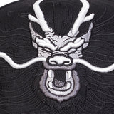 Gorra de béisbol bordada con dragón para hombre - Snapback ajustable, gorra ligera y transpirable con diseño de 5 paneles y patrones de dragón y olas de inspiración japonesa, sombrero de primavera y otoño, sombrero elegante, sombrero duradero