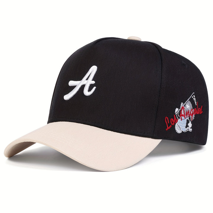 Una gorra de béisbol de cinco paneles con diseño de hoz para hombre, perfecta para la moda al aire libre. Es ajustable e ideal para usar en ocasiones informales durante los viajes de primavera y otoño, vacaciones o salidas a la playa.