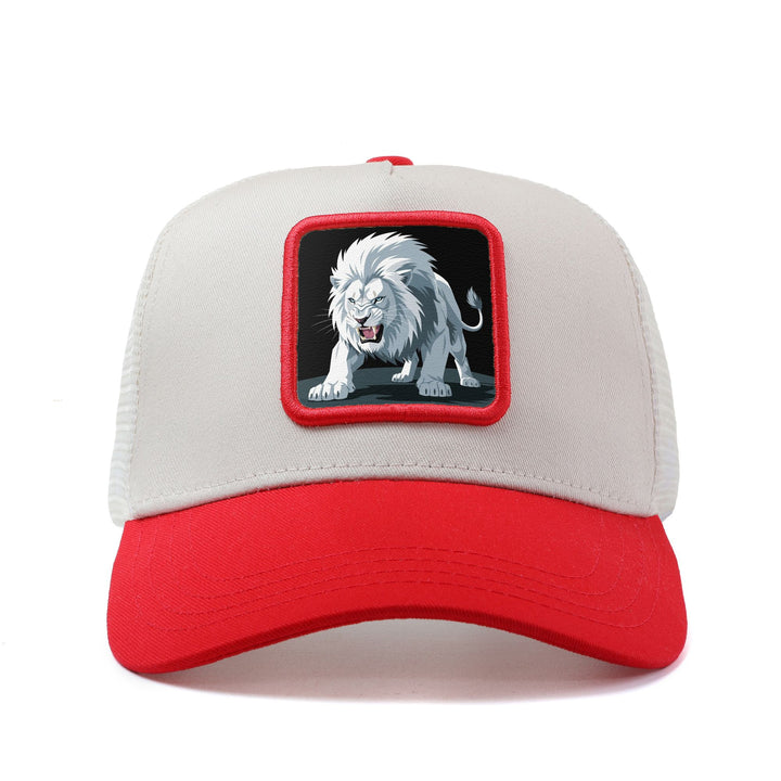 Gorra Trucker Unisex de León Blanco Rugiente 3D Anime/Hip-Hop - Gorra Ajustable con Malla Transpirable, Diseño Ligero y Fresco para Exteriores o Casuales – Emblema del Leon Dorado (Apto unisex, Regalo Ideal)