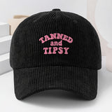 Gorra de béisbol unisex de pana bordada TANNED y TIPSY, gorro grueso y suave de moda para mujer para primavera/otoño, gorra casual y cálida de hip-hop para hombre, ideal para uso diario, con ajuste ajustable