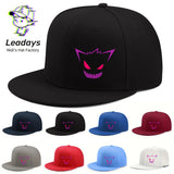 Gorra de béisbol con diseño de sonrisa diabólica de anime, ajustable con cierre trasero y visera plana, 100% poliéster transpirable, unisex, casual, para hombres y mujeres, ideal para uso en todas las estaciones, festivales y baile