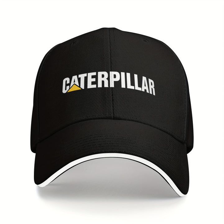 1 gorra de béisbol ajustable con estampado de CATERPILLAR para hombre y mujer, gorra tipo trucker transpirable, negra con logo blanco, ideal para actividades al aire libre, pesca y regalos