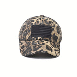 Gorra de Béisbol Clásica con Estampado de Leopardo y Parche de la Bandera Americana - Gorra Unisex Elegante para Papá, Ligera y Transpirable, Ajuste Regulable para Actividades al Aire Libre, Sombrero Casual | Visera Curvada | Accesorio Duradero para la Ca