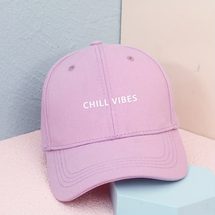 1 unidad - Gorra de Béisbol CHILL VIBES Estampada, Unisex Ajustable y Transpirable para Mujeres y Hombres, Sombrero de Golf con Visera Curva Moda Verano Y2K para Parejas