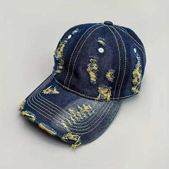 Gorra De Béisbol Creativa Personalizada De Mezclilla Desgastada Retro Desgarrada, De Moda, Para Mujeres Y Hombres