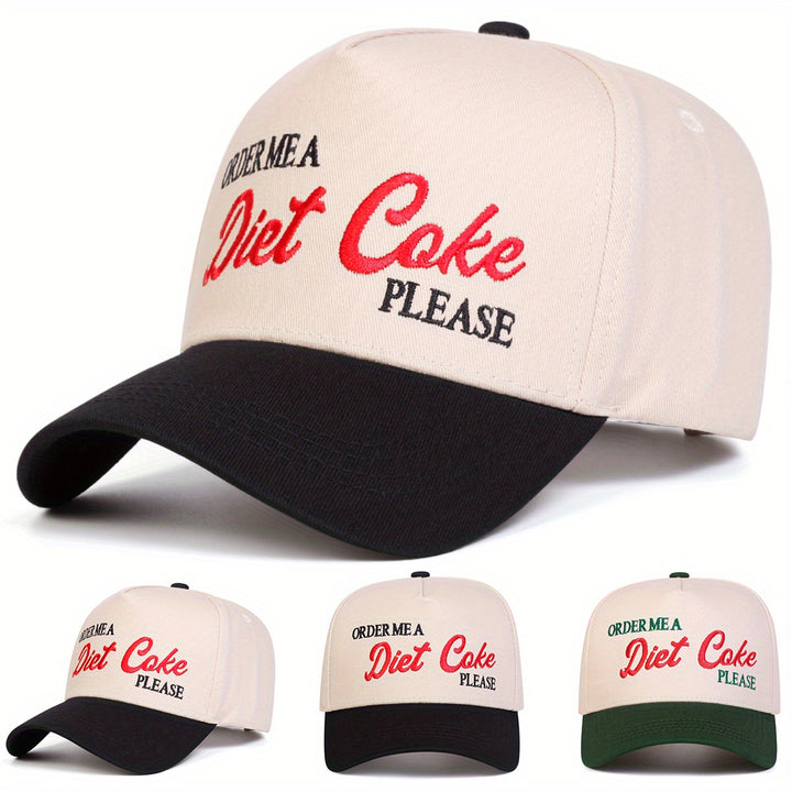 1 Gorra de Béisbol DIET COKE para Hombre, Sombrero Ajustable y Moderno de Cinco Paneles para Viajes de Primavera/Verano y Vacaciones en la Playa