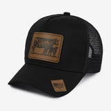 Gorra Trucker Grande de Estilo Europeo con Parches de Malla - Visera Ancha con Estampado Animal de Piel de Vaca, Ligera 50% /, Marrón Pastoral/Beige para Viajes al Aire Libre, Visitas a Granjas y Uso Casual (Ajustable)