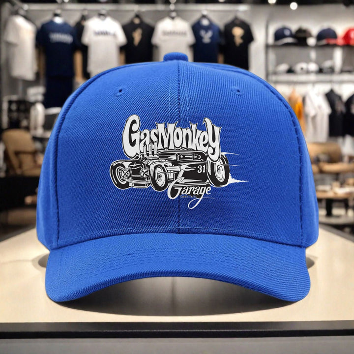 1 gorra fresca con estampado de Gas Monkey Garage, tejido ligero de poliéster, diseño ventilado, gorra de pesca adecuada para todos los géneros, absorbe la humedad, diseño sin estación, ideal para aventuras de mochilero