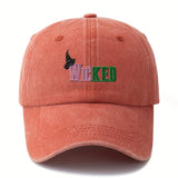 Gorra de Béisbol Unisex Estilosa y Versátil con Letras Impresas WICKED, Visera Curva Clásica Retro Lavada Ligera para Vacaciones al Aire Libre, Camping y Ocasiones Casuales, Accesorio de Viaje, Textura Resistente y Duradera