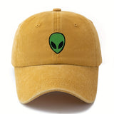Gorra de béisbol unisex MAKEFGE con bordado de alienígena verde - Tejido ligero, protección solar, ajuste Snapback, diseño transpirable de 6 paneles para camping, viajes, uso casual (/Gris oscuro/Rosa/Azul marino), accesorio de cabeza para exteriores, ala
