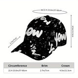 1 gorra de béisbol con estampado de garabatos en blanco y 2D - Gorra de poliéster vibrante de cuerpo completo con cierre ajustable, ideal para deportes al aire libre, estilo urbano y running, Ropa Casual,Diseño a la Moda,Moda Urbana,Tela Duradera,Ajuste C