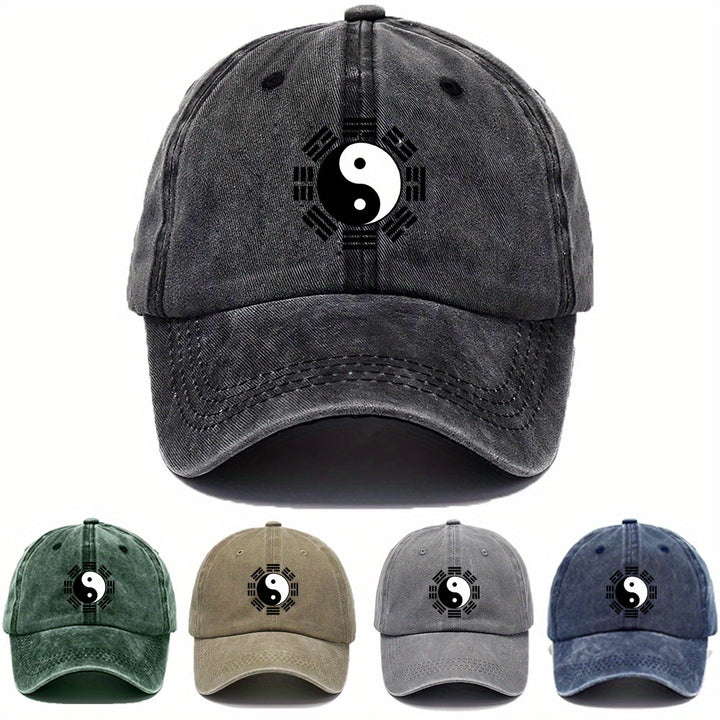 1 pieza Gorra Retro de Artes Marciales Chinas para Hombre - Sombrero con Símbolo Bagua Tai Chi (Diseño Inspirado en Yin-Yang) - Ligera y Adecuada al Exterior, Ideal Para Hiking, Ciclismo o Uso Diario - Regalo Perfecto para Padres e Practicantes de Artas M