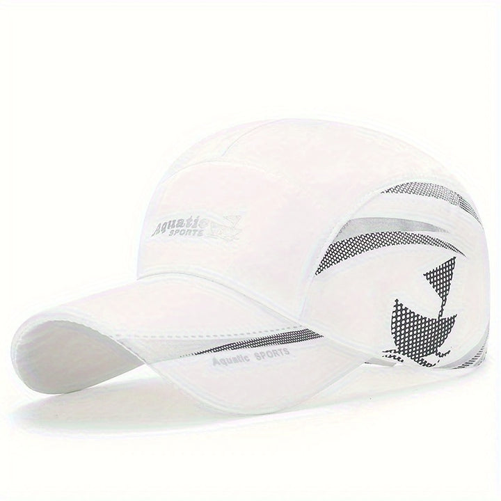 Gorras de béisbol ligeras y de secado rápido - Estilo de barco de vela, espalda de malla transpirable, ajuste ajustable para deportes al aire libre, pesca, senderismo y caminatas urbanas (blanco y azul marino)