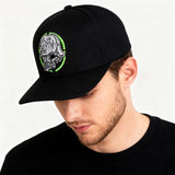 Gorra Snapback Ajustable para Hombres y Mujeres con Parche Gótico de Llave Griega y Calavera en 3D Blanco/Verde Neón/ - Gorra Casual Suave para Todas las Estaciones, Ideal para Mardi Gras, Navidad y Atuendos Informales - Cierre Snapback Fácil de Cuidar (S