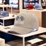1pc Gorra de Béisbol Racing Trucker - Diseño con Bandera a Cuadros, Ligera y Transpirable para Deportes Motorizados, Ropa Casual Unisex para Hombres y Mujeres, Ajuste Cómodo, Ideal para Estilo Activo y Aficionados al Deporte