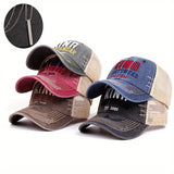 Conjunto de 2 piezas, sombrero + 'Lindos adornos' bordado, sombrero de papá viejo, gorras de béisbol retro para hombres y mujeres, sombrero de sol hip-hop, sombrero de red.