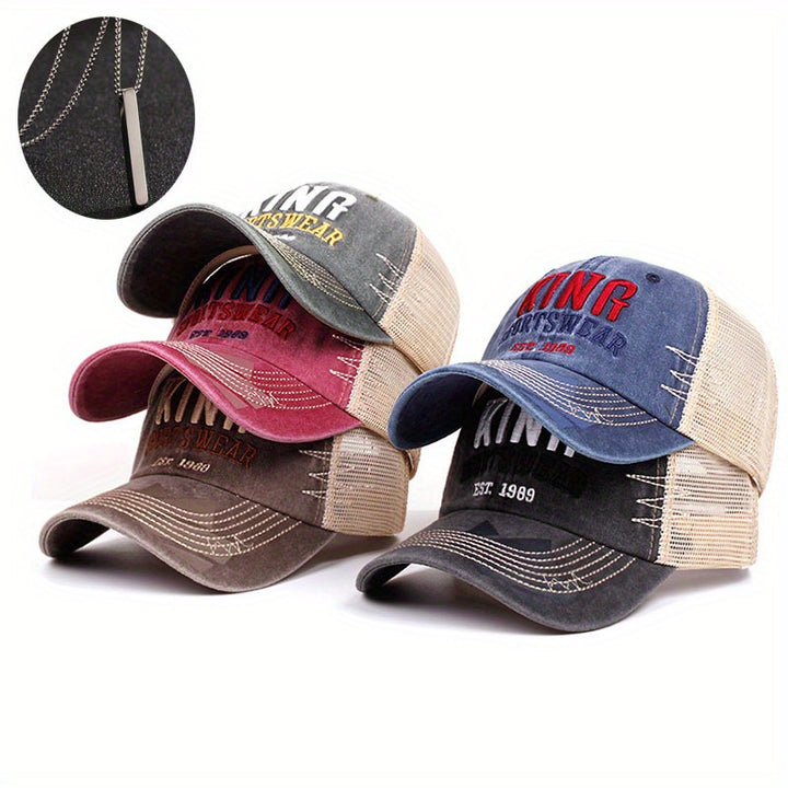 Conjunto de 2 piezas, sombrero + 'Lindos adornos' bordado, sombrero de papá viejo, gorras de béisbol retro para hombres y mujeres, sombrero de sol hip-hop, sombrero de red.