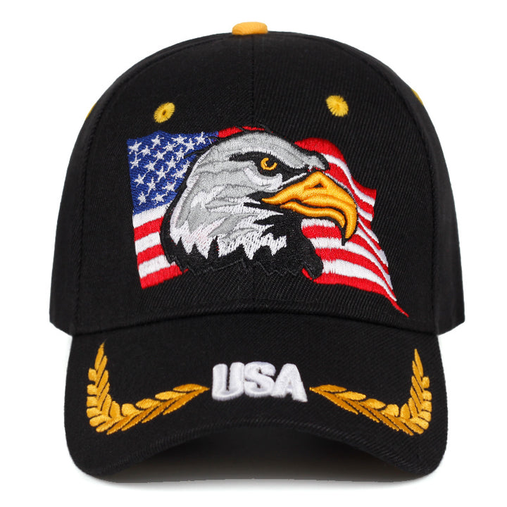 Gorra de béisbol para hombres AR Brand USA Eagle Embroidery, 100% poliéster, estilo casual, ajustable sombrero de protección solar para viajes de primavera/otoño, playa y fiesta