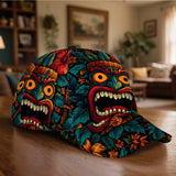 1pc Gorra Ajustable Snapback de Poliéster con Estampado Tropical Tiki 2D - Diseño de Cuerpo Completo, Estampado Vibrante, Ideal para Deportes, Running y Moda Urbana