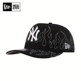 Gorra de béisbol New Era negra con visera curva y bordado NY - Snapback ajustable, poliéster ligero, diseño deportivo para hombres y mujeres, sombrero unisex para parejas, gorra de béisbol