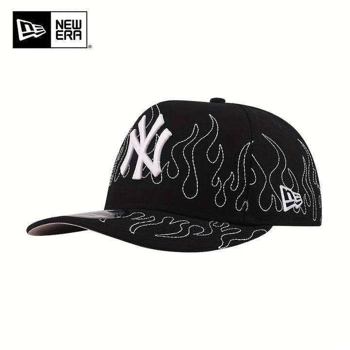 Gorra de béisbol New Era negra con visera curva y bordado NY - Snapback ajustable, poliéster ligero, diseño deportivo para hombres y mujeres, sombrero unisex para parejas, gorra de béisbol