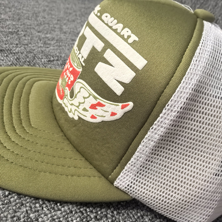 Gorra Trucker Ajustable de Malla Transpirable - Gorra Dad con Cierre a Presión, Estampado Geométrico en Verde Oliva para Hombres y Mujeres, Moda Casual Hip Hop Deportiva para Acciones de Gracias al Aire Libre