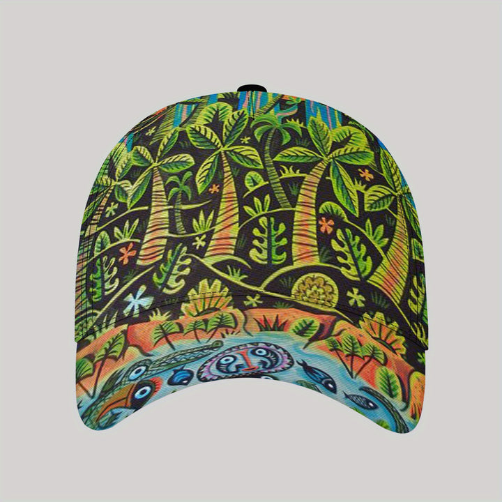 Gorra Deportiva Ligera para Hombres CUTEHSJ con Estampado de Palmera Tropical y Mariposa - Cierre Ajustable, Sombrero Transpirable para el Sol para Playa, Pesca, Actividades al Aire Libre & Vacaciones, Accesorio de Playa, Diseño Vibrante, Ajuste Cómodo
