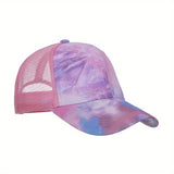 Gorra de Béisbol con Estampado Tie-Dye y Malla Bordada para Hombre y Mujer, Ideal para Primavera y Verano
