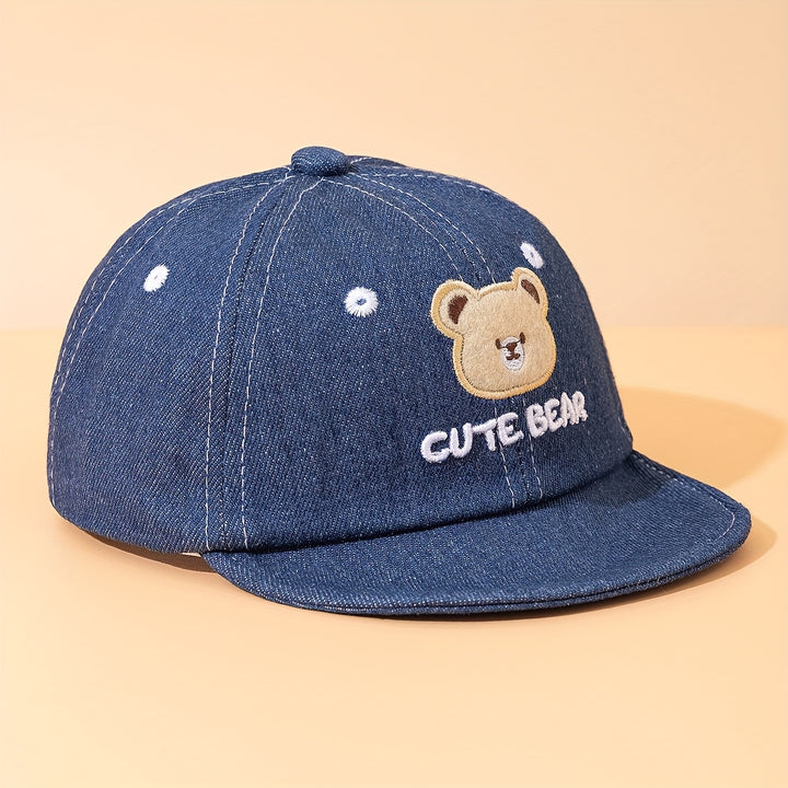 Gorra de béisbol de poliéster para niños con diseño de oso lindo - Ligera, de temporada completa, con cierre de palanca, ideal para cumpleaños y Día de la Madre, lavable a mano - Gorra casual ajustada para exteriores para niños y niñas, adecuada para homb