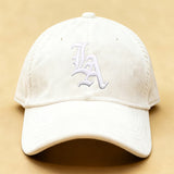 Gorra de béisbol unisex con letras de LA - Snapback ajustable transpirable, gorro ligero de verano para hombres y mujeres, perfecto para golf, ropa casual y eventos temáticos, accesorio de golf, diseño bordado