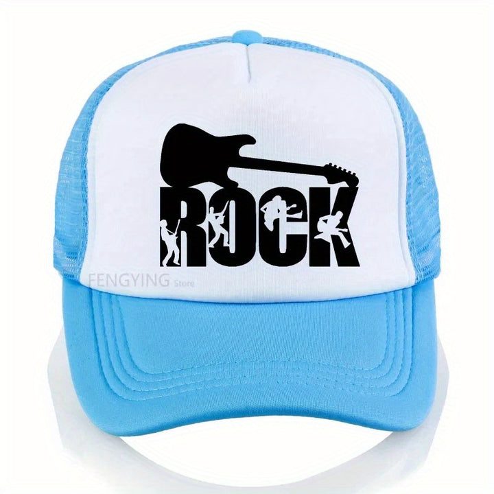 Gorra Snapback [Amante de la Música] de Banda de Rock | Gorra de Béisbol de Poliéster Ajustable con Silueta de Guitarra y Banda | Malla Transpirable en la Parte Trasera | Lavable a Máquina | Diseño en Blanco y Negro para Moda Casual y Hip-Hop, Accesori...