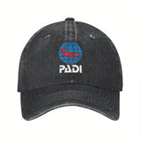 Gorra de Béisbol Lavada y Desgastada PADI - Gorra Snapback Ajustable para Hombres y Mujeres, Gorra Deportiva de Algodón Negra con Logo de Buceo, Ligera y Transpirable para Actividades al Aire Libre, Uso Casual | Ropa para Snorkel | Accesorio para la Cabez