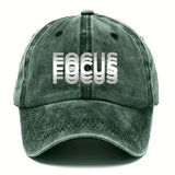 1 pieza de gorra de béisbol de algodón lavado FOCUS - Ajustable, transpirable, lavable a mano, estilo deportivo para hombres y mujeres, equipo de cabeza transpirable | Equipo de cabeza ajustable | Gorra de tela de algodón