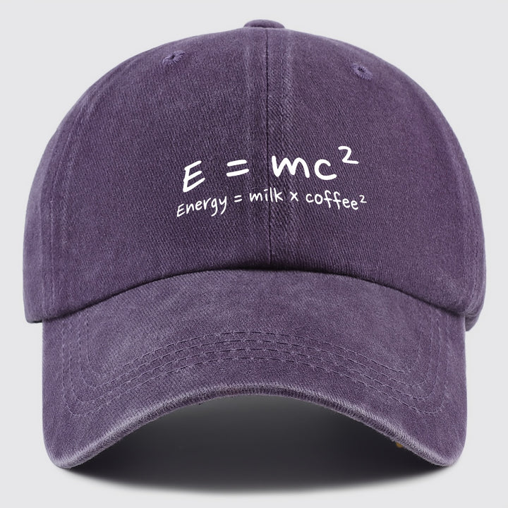 Gorra de Béisbol E=mc² Energía=Leche x Café² para Hombres y Mujeres - Gorra Trucker Ajustable Snapback, Tejido Ligero Transpirable, Sombrero Casual Unisex para Pesca Caza Playa, Regalos del Día de la Madre Día del Padre Cumpleaños, Accesorio de Pesca, Cas