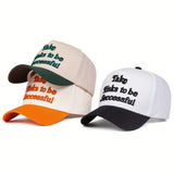 1pc Gorra de béisbol bordada para hombre, gorra casual de 5 paneles, ajustable para protección solar para primavera otoño viaje playa fiesta, 100% poliéster