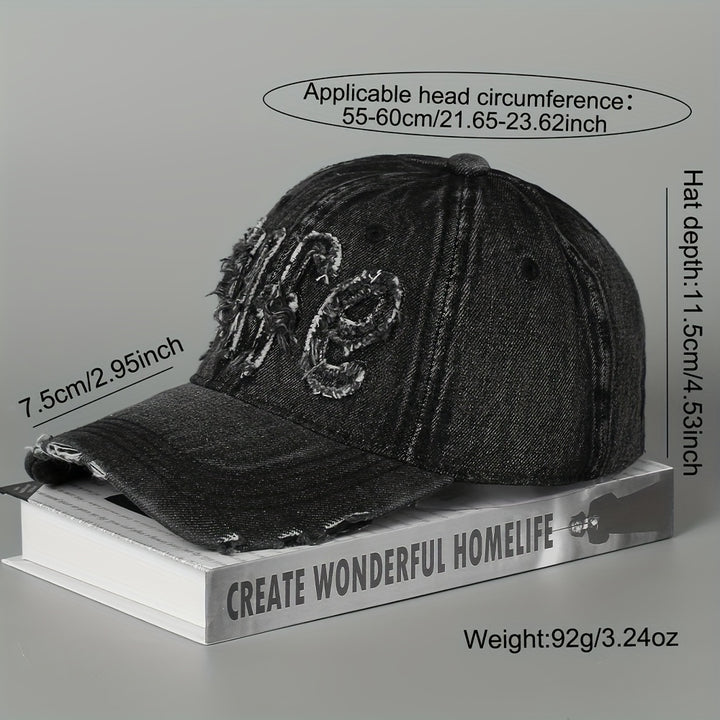 1pc American Retro Lavado y Desgastado Gorra de Béisbol, Hombres y Mujeres Vaquera Suave Gorra Casual, Versátil Gran Circunferencia de la Cabeza Pico de Pato Gorra, de Moda