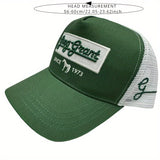 1 gorra de béisbol alta para hombre, elegante con letras bordadas y diseño de animal, verano transpirable de malla, mezcla de poliéster y algodón liviana (70% algodón, 30% poliéster), tela sin estirar, solo lavado a mano