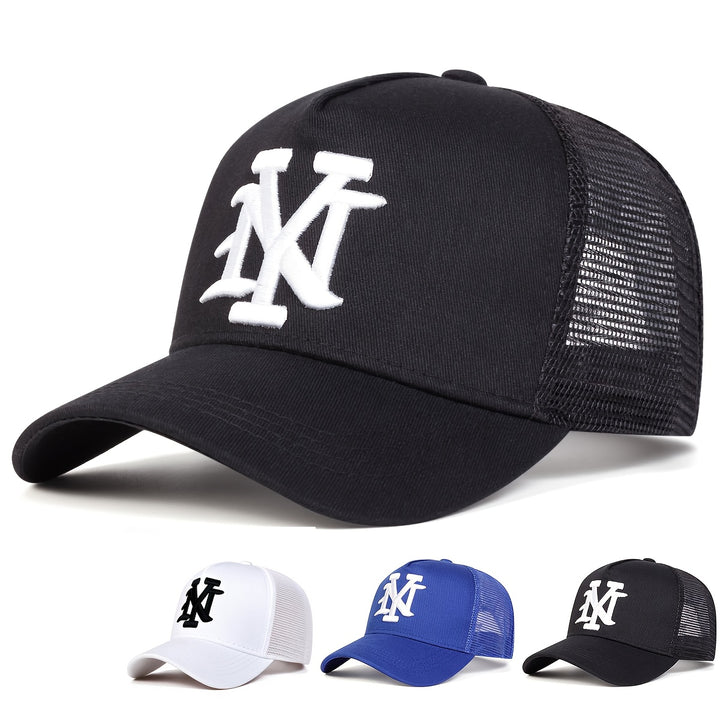 Gorra Trucker para Hombre con Letra NY, un Sombrero de Béisbol Moderno y Personalizado para el Verano, Ajustable para Ocio al Aire Libre, Perfecto para Viajes de Primavera y Otoño o Vacaciones en la Playa.