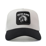 Gorra de béisbol ajustable de línea de sangre nativa americana - Espalda de malla transpirable, diseño de dibujos animados de hip hop, poliéster ligero, estilo casual para hombres y mujeres, sombrero de verano al aire libre, ropa de cabeza al aire libre |
