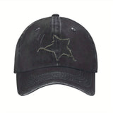 Gorra de Béisbol Unisex con Estrella Negra - Diseño Transpirable en Seis Paneles, Emblema Blanco y Visera Curva | Gorro Deportivo Casual para Uso Diario, Gimnasio o Salidas | Cómoda e Impermeable (/Gris)