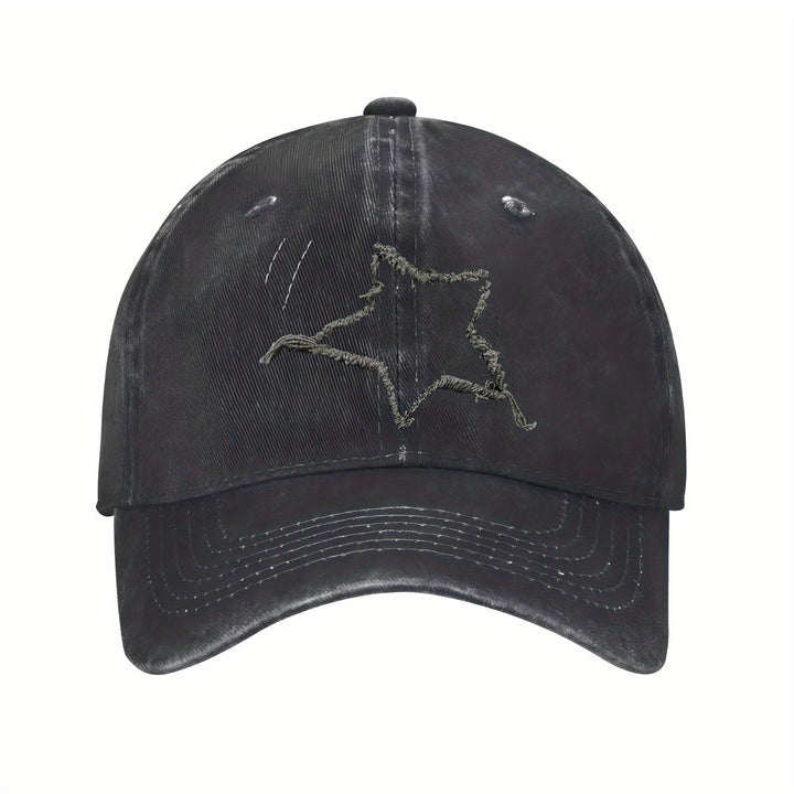 Gorra de Béisbol Unisex con Estrella Negra - Diseño Transpirable en Seis Paneles, Emblema Blanco y Visera Curva | Gorro Deportivo Casual para Uso Diario, Gimnasio o Salidas | Cómoda e Impermeable (/Gris)