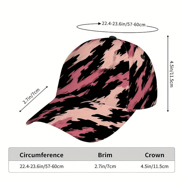 1 Gorra de Béisbol para Hombre - Diseño Audaz en Rosa//Gris con Llamas, Correa Ajustable, Ligera y Cómoda para Halloween, Navidad, Acción de Gracias - Accesorio Moderno de Calle, Tocado Festivo, Tejido Transpirable, Estilo Casual, Diseño Abstracto, Durade