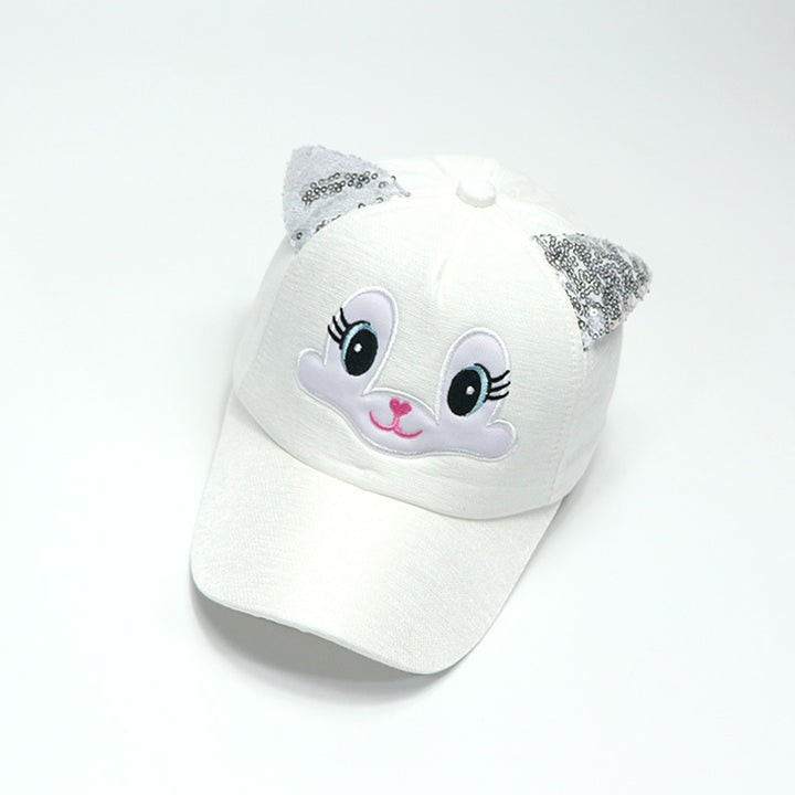 Gorra de Béisbol Bordada con Lentejuelas y Ojos Grandes para Niños - Transpirable, Ajustable, Sombrero de Sol para Niños y Niñas, Perfecta para Cumpleaños