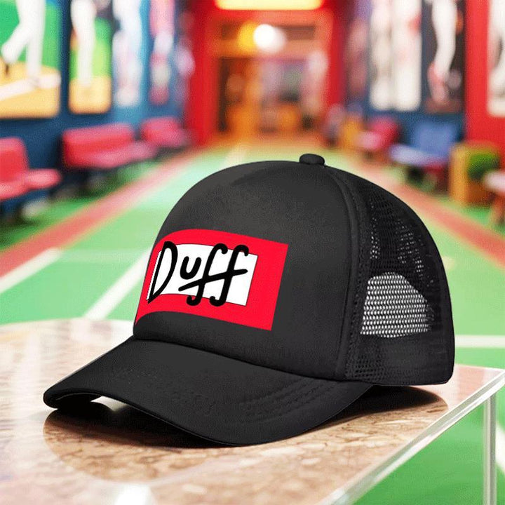 1pc Gorra Clásica Unisex de Malla con Estampado Duff Beer para Verano y Otoño, Gorro Snapback Transpirable para Fiestas al Aire Libre, Camping, Baile Callejero, Running, Fitness y Uso Casual - Regalo Versátil para Vacaciones