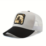 Gorra de béisbol con fase lunar de gato negro bohemio para hombre y mujer - Gorra ajustable de malla, ligera y transpirable para verano con bordado 3D, diseño de anime de hip hop para actividades al aire libre, ropa casual para la cabeza, accesorios de mo