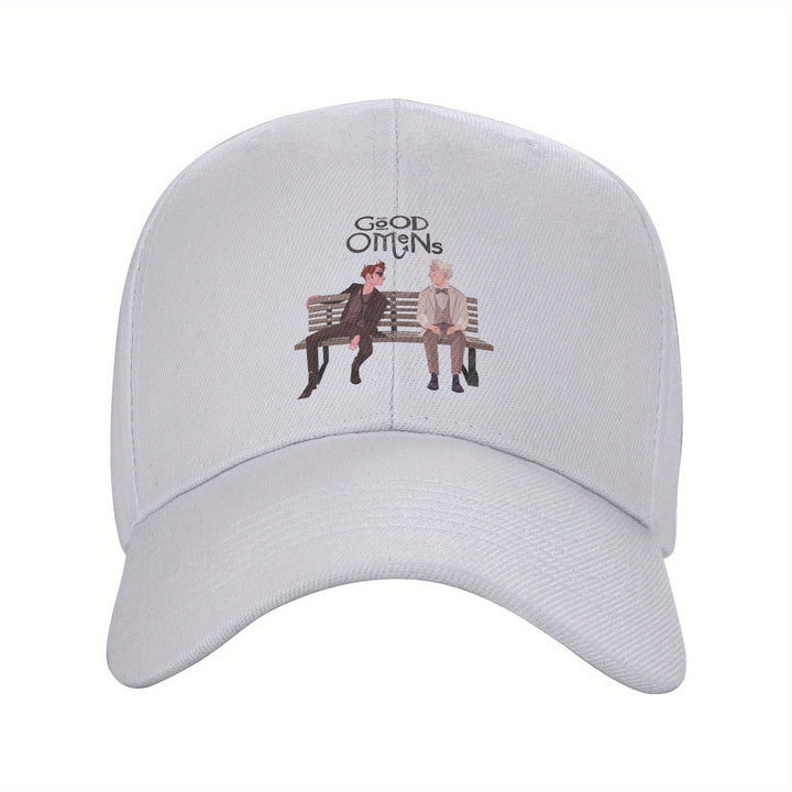 1pc Gorra de Béisbol Good Omens Aziraphale Ineffable Go David Vibes Frescas, Sombrero de Sol Ajustable y Transpirable para Golf, Visera Curva a la Moda para Hombres y Mujeres, Gorra Ligera Y2K para Parejas, Visera