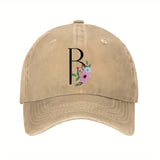 Gorra de Béisbol Unisex con Estampado Floral en Letras R - y Rosa, Visera Curva Transpirable para Hombre & Mujer. Diseño Moderno e casual Ideal Para Uso Diario, Gimnasio o Deportes. Ajuste Estructurado Fácil Cuidado. ¡Versatilidad Total!