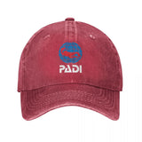 Gorra de Béisbol Lavada y Desgastada PADI - Gorra Snapback Ajustable para Hombres y Mujeres, Gorra Deportiva de Algodón Negra con Logo de Buceo, Ligera y Transpirable para Actividades al Aire Libre, Uso Casual | Ropa para Snorkel | Accesorio para la Cabez
