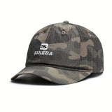 Gorra de Béisbol Camuflada para Hombre de Secado Rápido con Diseño de Surf y Aire Libre - Ala Ancha, Sombrero de Textil Camuflado para Surf, Camping, Uso Casual (Morado, Patrón Camuflado)